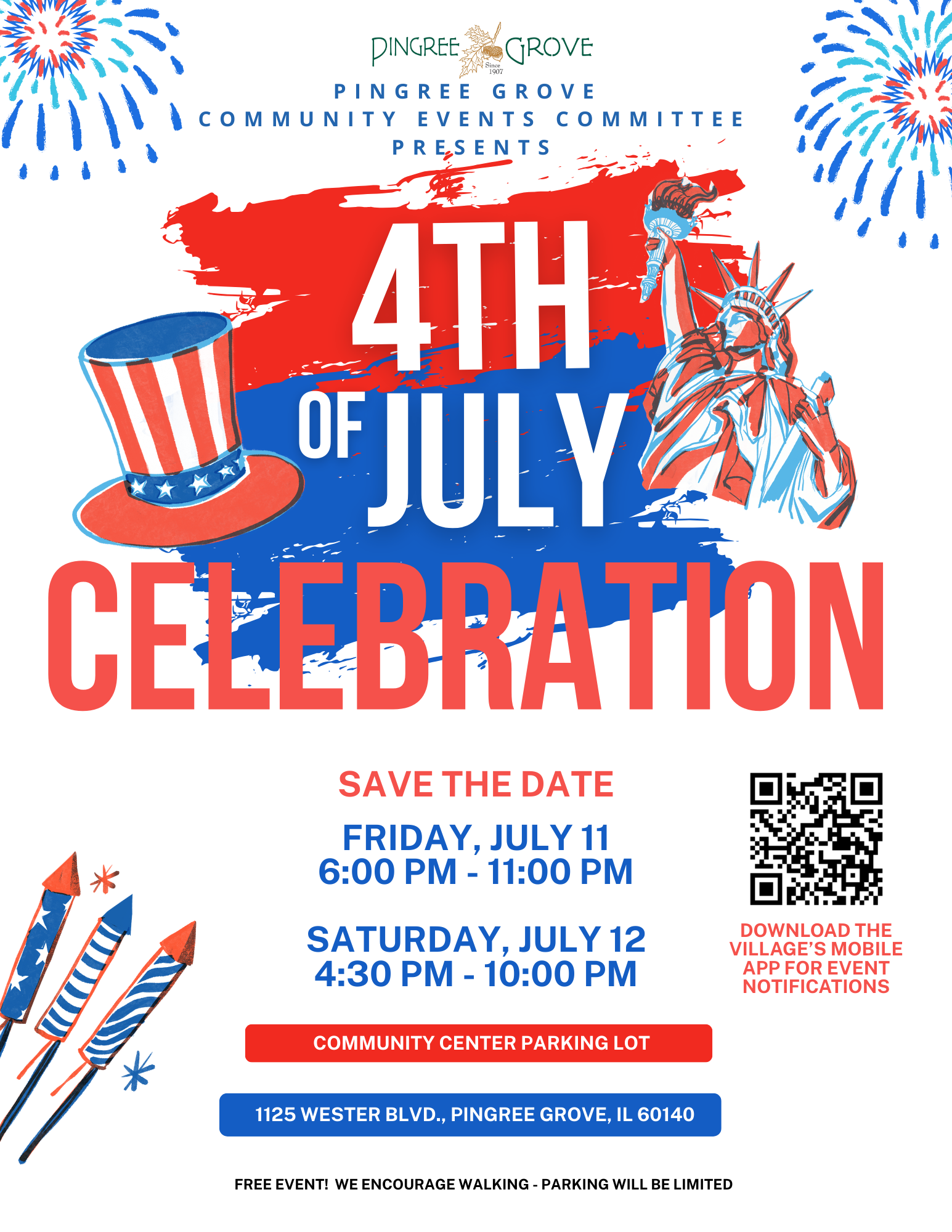 Red and Blue 4th Of July Celebration Event Flyer