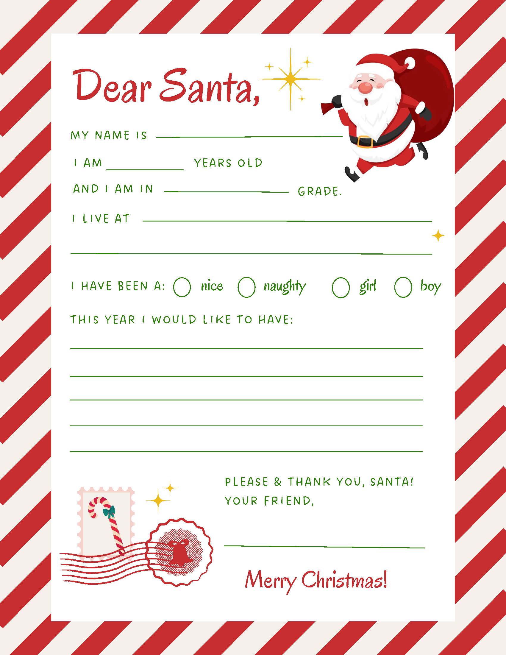 Decorating form letter to Santa